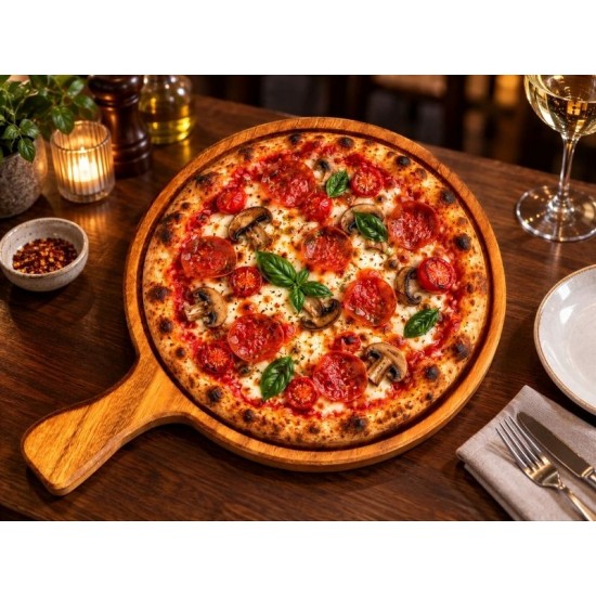 Ahşap İroko Pizza Sunum Tahtası 32 cm.