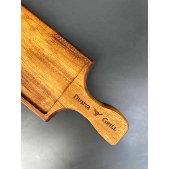 Ahşap İroko Saplı Pide Sunum Tahtası 60 x 15 cm.