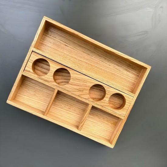 Ahşap Portatif Dört Bölmeli, Dört Sosluklu Sunum Kasası