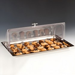 Zicco Roll Top Kapaklı Paslanmaz Çelik Tabanlı Pasta Teşhiri 56x36 cm. ZCP 018