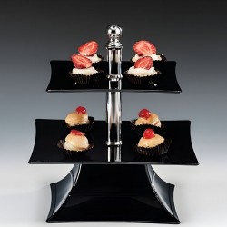 Zicco Polikarbon Siyah Çift Katlı Pasta Teşhir Standı (20-25 cm.) H: 24 cm.