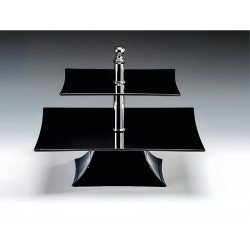 Zicco Polikarbon Siyah Çift Katlı Pasta Teşhir Standı (25-35 cm.) H: 29 cm.