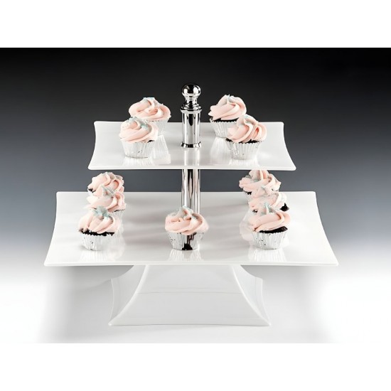 Zicco Polikarbon Siyah Çift Katlı Pasta Teşhir Standı (25-35 cm.) H: 29 cm.