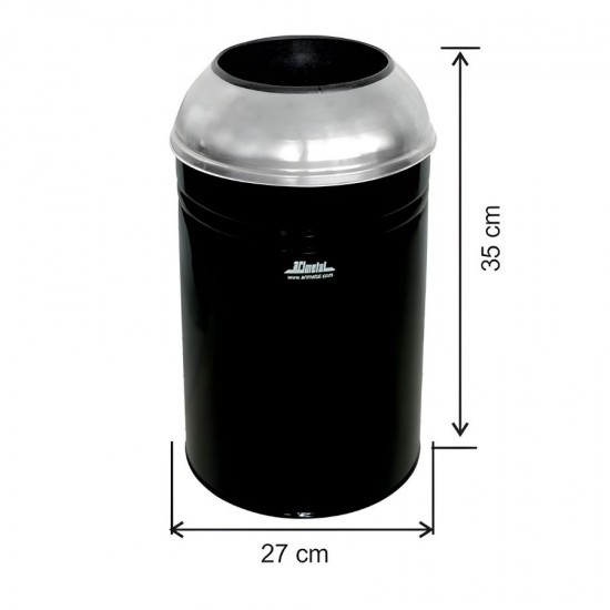 Arı Metal Kapaklı Siyah Lavabo Çöp Kovası 23 Lt.