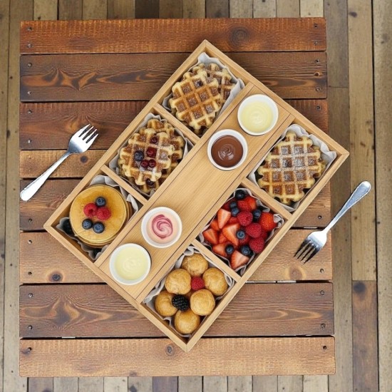 Ahşap Bölmeli Tatlı Sunum Kasası 4 Sosluklu 