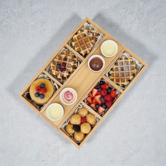 Ahşap Bölmeli Tatlı Sunum Kasası 4 Sosluklu 