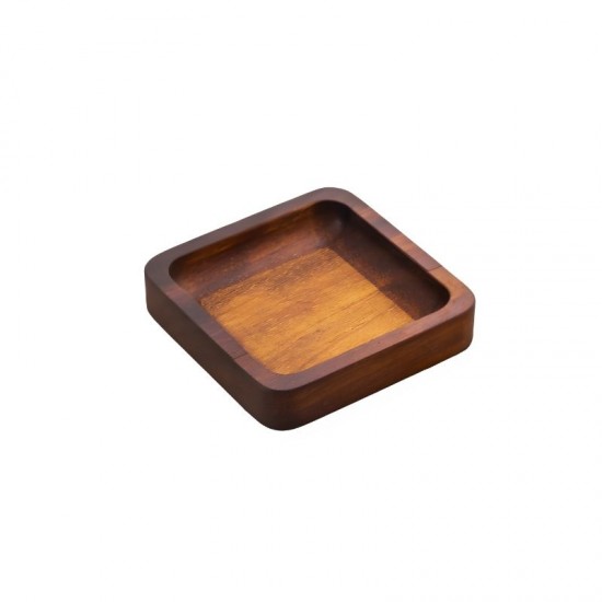 Ahşap İroko Küçük Kare Çerez Tabağı 8 x 8 cm. 