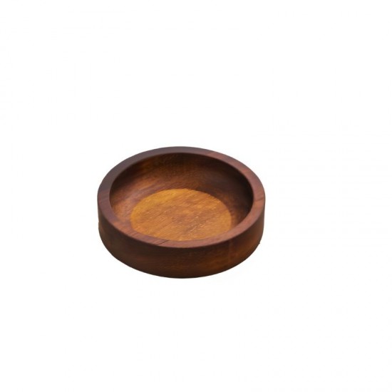 Ahşap İroko Küçük Yuvarlak Çerez Tabağı 6 x 6 cm.