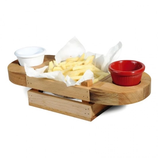 Ahşap Sosluklu Patates Kasası 34 x 14 cm.