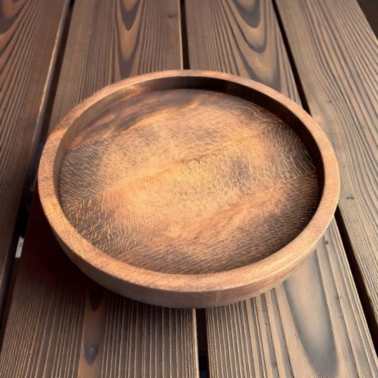 Ahşap Kahve ve Kruvasan Sunum Tepsisi 32 cm