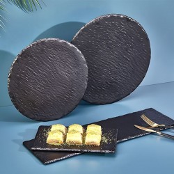 Atlas Melamin Taş Yüzey Teşhir Tabak Mat Siyah 53 x16 Cm.