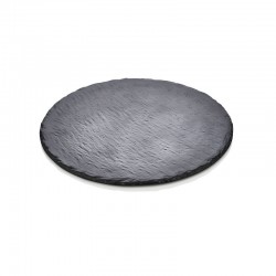 Atlas Melamin Taş Yüzey Yuvarlak Teşhir Tabak Mat Siyah 30 cm.