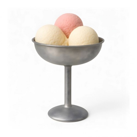 Biradlı Çelik Retro Dondurma Kadehi 10 x 10 cm. - GRV-ÇD-02