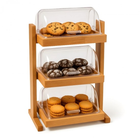 Groovy Roll Top Kapaklı 3 Katlı Ahşap Teşhir Standı 42x29x72 cm.