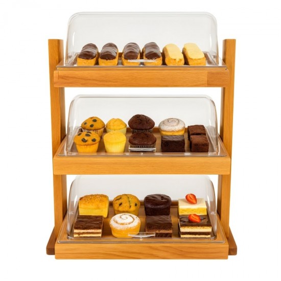 Groovy Roll Top Kapaklı 3 Katlı Ahşap Teşhir Standı 60x35x81 cm.