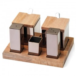 Biradlı Beşli Kare Tuzluk Baharatlık Takımı Bakır - GRV-48-BAKIR