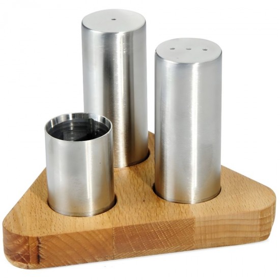 Biradlı GRV-89 Ahşap Standlı Tuzluk Takımı, 3'lü