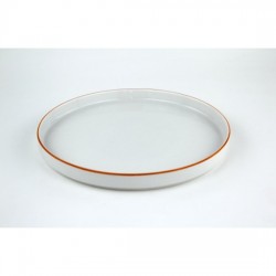 By Bone White Düz Tabak Turuncu Kenar Çizgili 23 cm. - HL-23-RD