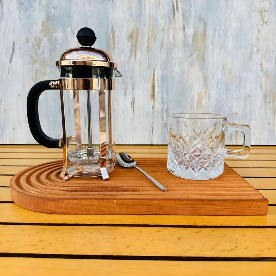 Ahşap French Press Bitki Çay & Kahve Sunumu Altın