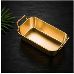 Çelik Sunum Kase Dikdörtgen Gold