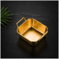 Paslanmaz Çelik Garnitür ve Patates Servis Kasesi Kare Gold Paslanmaz Çelik Garnitür ve Patates Servis Kasesi Kare Gold