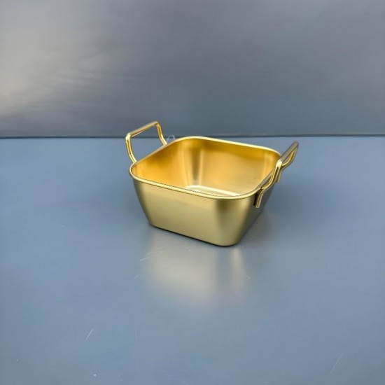 Paslanmaz Çelik Garnitür ve Patates Servis Kasesi Kare Gold
