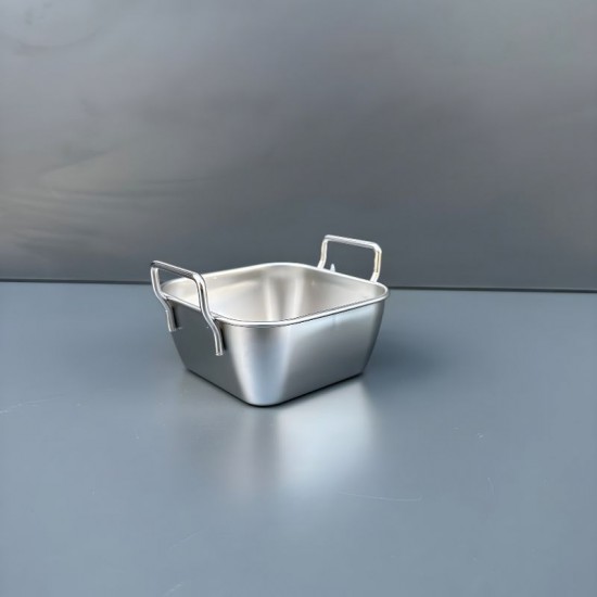 Paslanmaz Çelik Garnitür ve Patates Servis Kasesi Kare Kulplu