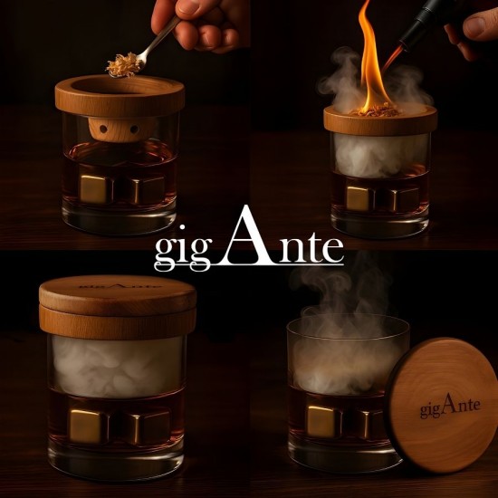 Gigante Black Premium Viski&Kokteyl Tütsüleme Seti Siyah