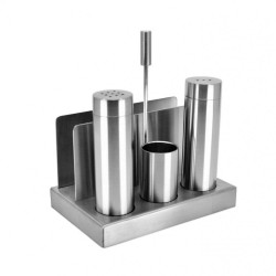 Tuzluk Biberlik Dikdörtgen Standlı Paslanmaz Menaj Seti