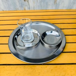 Sunum Tepsisi Çelik Mat Çay-Kahve 27 Cm.
