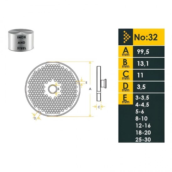 Doğan Çiftel 32 No Kıyma Makinesi Aynası | 25 mm 