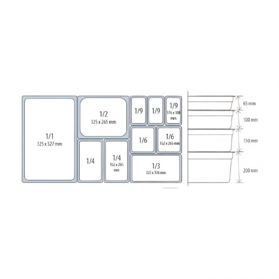 GastroPlast GN 1/1-100 mm Polikarbon Gastronorm Küvet, Siyah