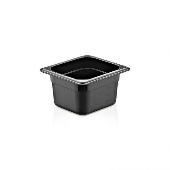 GastroPlast GN 1/6-100 mm. Polikarbon Gastronorm Küvet, Siyah