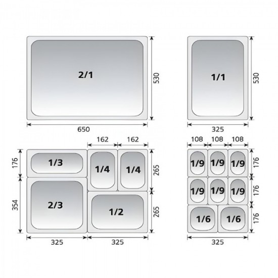Kayalar GN 2/1-40mm. Gastronorm Küvet