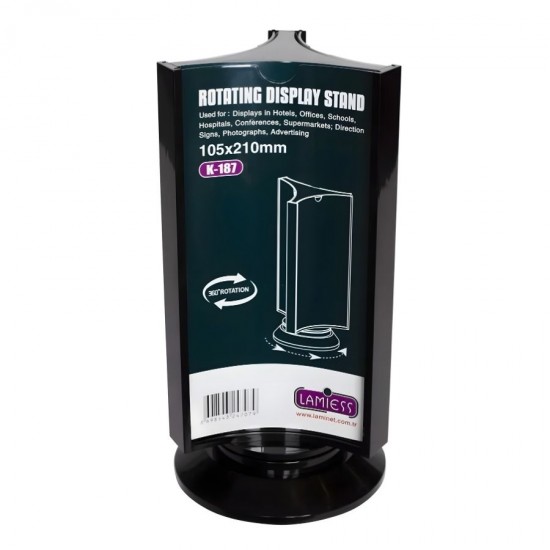 Pleksi Masaüstü Döner Menü Standı 10.5x21 cm.
