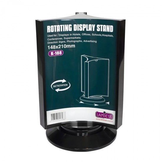 Pleksi Masaüstü Döner Reklam Standı 15x21 cm.