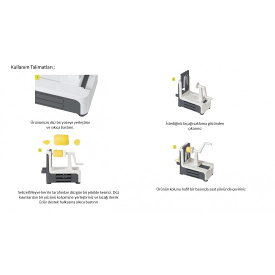 Japon Tornası, Lurch Spiral Sebze Doğrayıcı, 3 Bıçaklı 