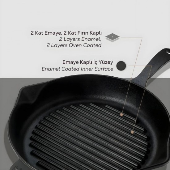 Lava Demir Döküm Yuvarlak Izgara Tava Çap 28 cm. - LV ECO Y GT 28 Lava Demir Döküm Yuvarlak Izgara Tava Çap 28 cm. - LV ECO Y GT 28
