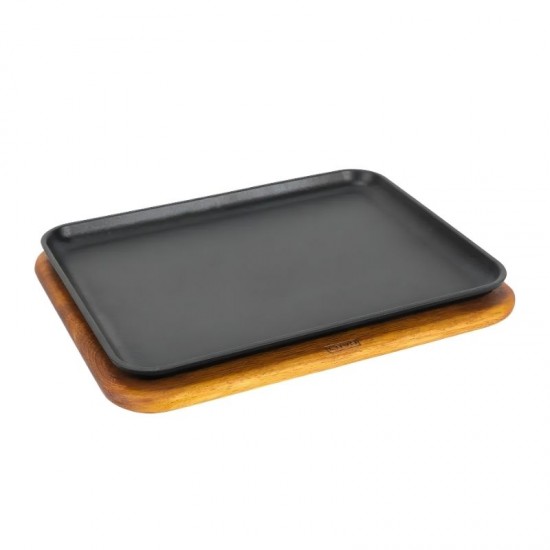 Lava Döküm Dikdörtgen Ahşap Altlı Servis Tabağı 34 x 25 cm. - LV ECO ST 3425 K4 Lava Döküm Dikdörtgen Ahşap Altlı Servis Tabağı 34 x 25 cm. - LV ECO ST 3425 K4