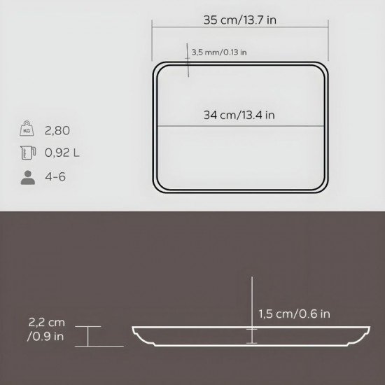 Lava Döküm Dikdörtgen Servis Tabağı 34 x 25 cm. - LV ECO ST 3425 Lava Döküm Dikdörtgen Servis Tabağı 34 x 25 cm. - LV ECO ST 3425