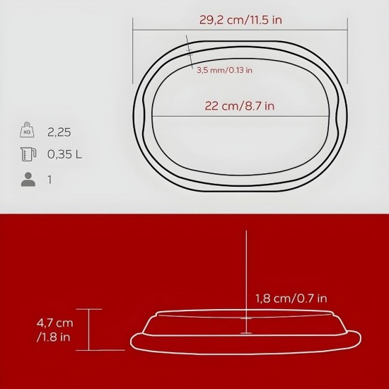 Lava Döküm Oval Fajita Tabağı Bordo Kayın Ahşap Altlıklılı 26x19 cm.