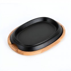 Lava Oval Fajita Tabağı Ahşap Kayın Altlıklı