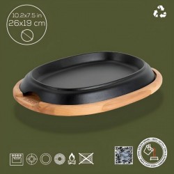 Lava Oval Fajita Tabağı Ahşap Kayın Altlıklı