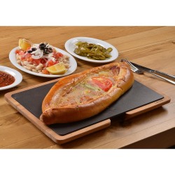 Lava Döküm Ahşap Altlıklı, Dikdörtgen, Sıcak Servis Tabağı 20 x 30 Cm. LV HRC HP 2030 AS 255 IR 