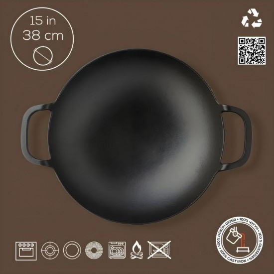 Lava Yuvarlak Wok Yekpare Döküm Demir Tava - LV ECO WOK 38 Lava Yuvarlak Wok Yekpare Döküm Demir Tava - LV ECO WOK 38