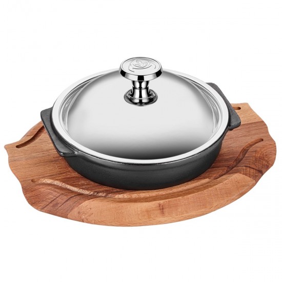 Döküm Demir güveç 16cm + Paslanmaz Kapak + Nihale Döküm Demir güveç 16cm + Paslanmaz Kapak + Nihale